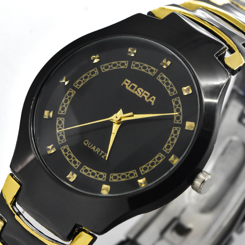 Foreign trade watches high-grade black tide men's steel band watches men's and women's quartz watches factory wholesale direct sales