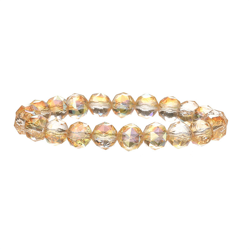 Transfronterizo Amazon TEMU venta caliente 10mm pulsera de cristal natural multicolor cortada cuerda elástica pulsera con cuentas al por mayor