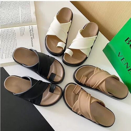 Women's Cross-Strap Casual Versatile Soft Sole Slides for Outdoor Wear, 2025 Summer, Unconventional Anti-Slip Thick Sole Toe Cover Slippers