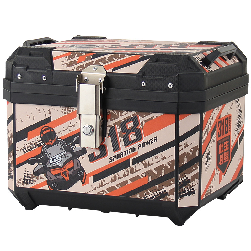 Motocicleta sin aleación de aluminio de gran capacidad ternero coche eléctrico baúl batería coche caja de cola para llevar caja de herramientas universal