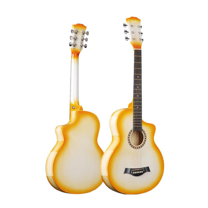 Guitarra al por mayor 38 pulgadas de gran cantidad en stock degradado color madera guitarra principiante práctica piano popular jita Ji
