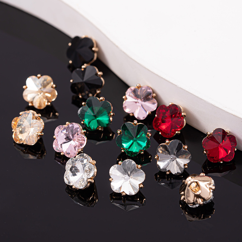 Xiaoxiangfeng Glass Diamond Metal Flower Buttons High-End Shirt Decoration Hand-Sewn Crystal Small Buttons Accessories