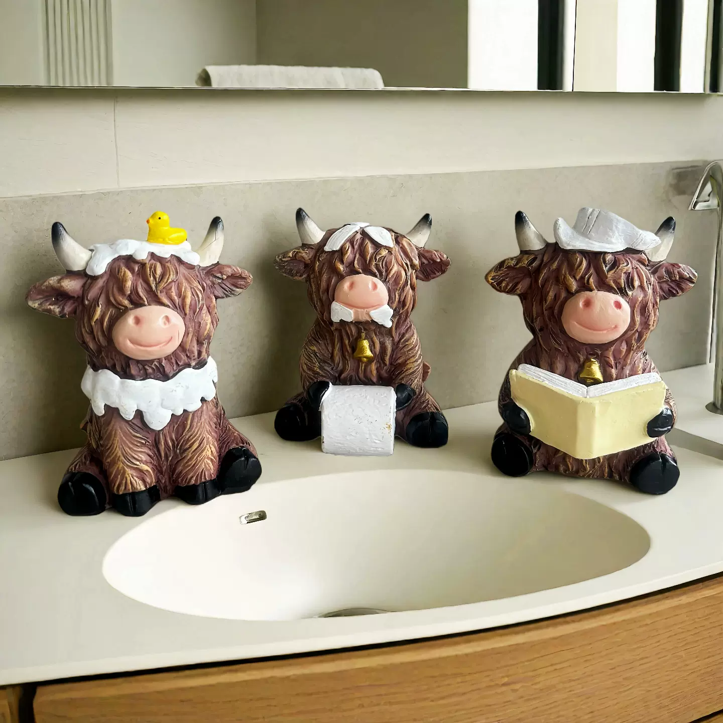 跨境新品浴室高地牛雕像创意家居装饰树脂摆件工艺品苏格兰牛礼品