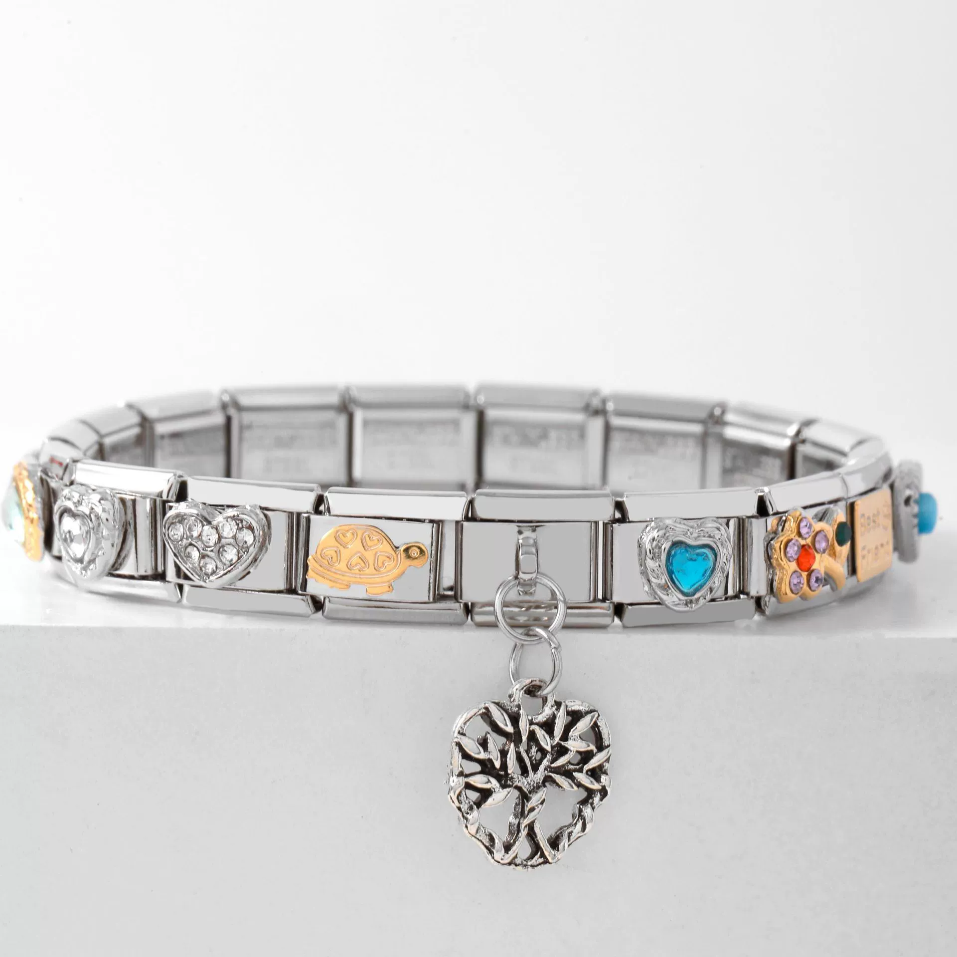 Module, elastic genuine bracelet handmade, DIY, with gem