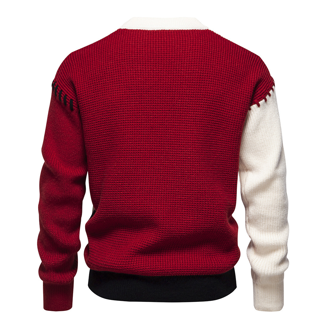 Jesensko-zimski novi moški debeli pulover z vzorcem pletenine, ohlapen in lenoben pleten pulover_voghion.com