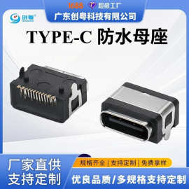 TYPE-C 16PIN 板上两脚插板防水母座 头部外露1.2/1.5 IPX8 卧式