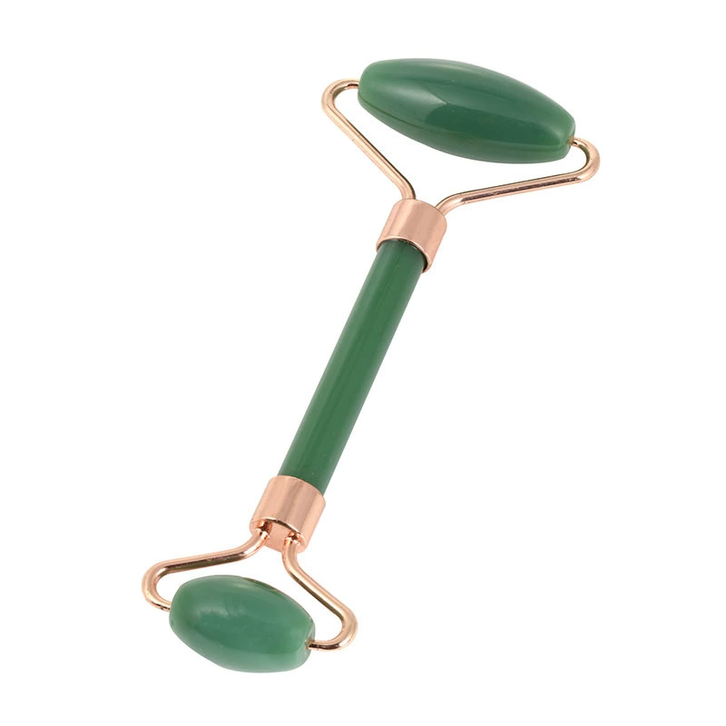 Jade Face Massager — Double-Sided Roller & Gua Sha, Metal Frame, Gift Box Options
