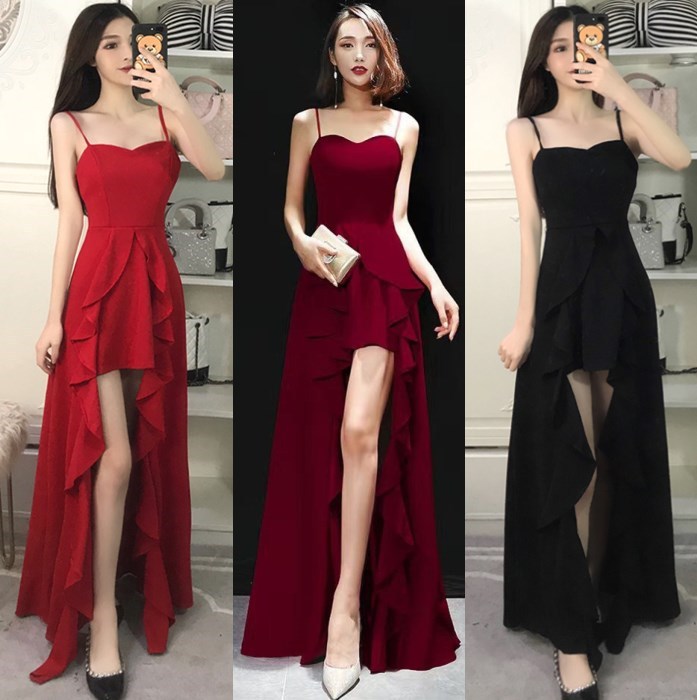 3921 Toast Dress New Noble Elegant Elegant Sexy Sling Red Bridal Party Slim-fit Long Evening Dress