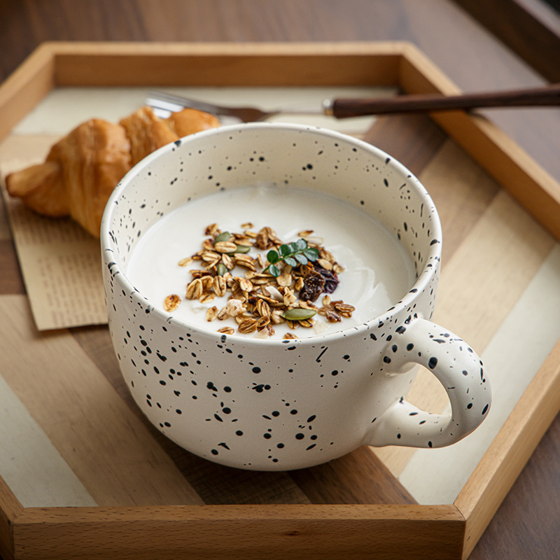 ins泼墨燕麦杯酸奶早餐杯大汤杯可微波炉陶瓷麦片杯碗跨境出口|undefined