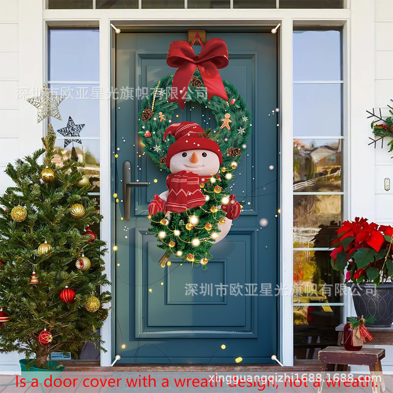 国境を越えたクリスマスの楽しい対聯サンタクロースパーティー庭の屋外ドアカバー装飾180-90cmクリスマスドアカバー|undefined