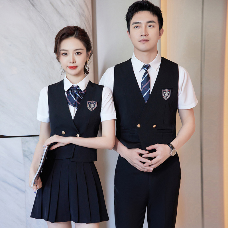Western Style Vest suit Women's Pleated Skirt Professional College Style Three-piece suit Men's British Style School Uniform Spring and Summer