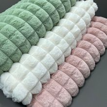 现货大兔毛抽条剪方块格子毛绒家居玩具服装面料秋冬季新品