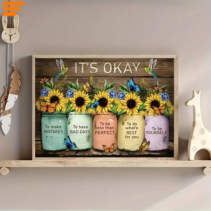 跨境电商亚马逊TEMU帆布无框油画芯向日葵挂画客厅装饰画北欧风