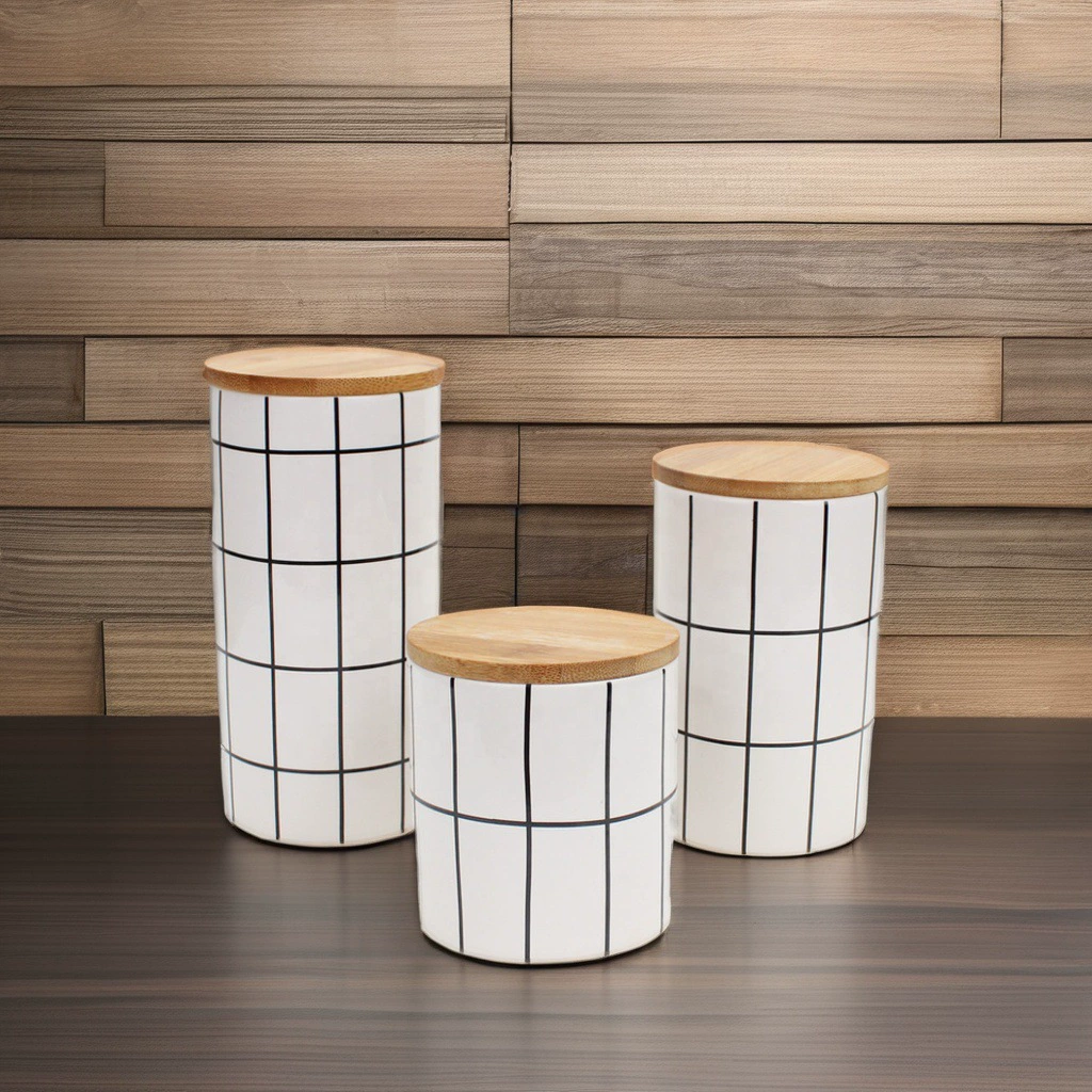 Скандинавский круглый термостойкий керамический герметичный резервуар большой резервуар для хранения резервуар для хранения три комплекта с крышкой набор резервуар для хранения