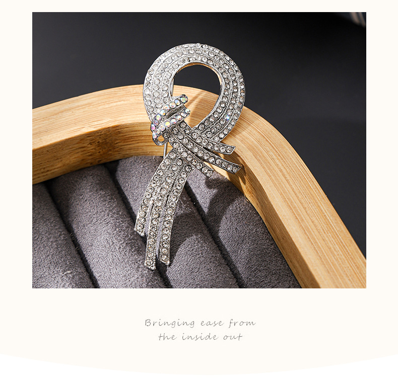 New Elegant Alloy Enamel Hollow Rope Bow Brooch Exquisite Women's Clothing Brooch Accessory Pin