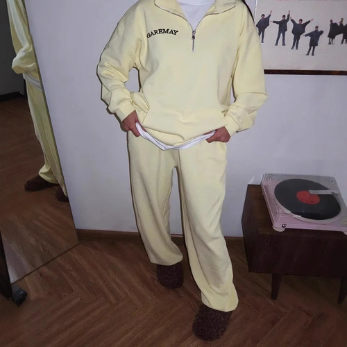 2025 New European and American Amazon Versatile Casual Fashion Thickened Embroidery Long Sleeve Sweatshirt Pants Two Piece Set 