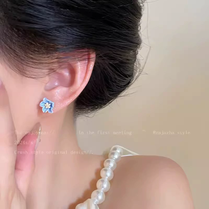 Серебряные серьги 925 проба, цветочные стили с жемчужиной и кристальными вставками, легкие