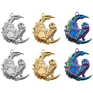 304 Stainless Steel Moon Pendant Accessories Accessories DIY Handmade Jewelry Vacuum 18k Electroplated Necklace Pendant Jewelry
