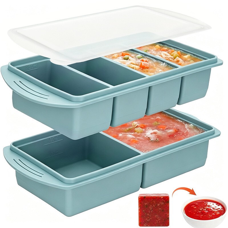 2026 new food-grade silicone ice cube trays, heat-resistant, easy to demold, suitable for freezing and portioning baby food, and for making ice cubes