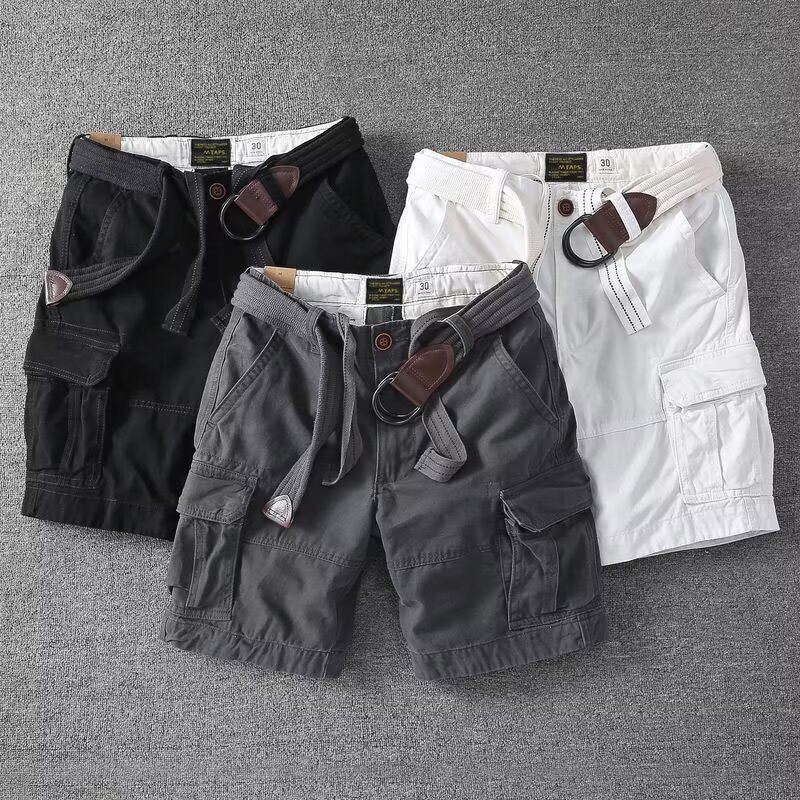 Summer Casual Shorts for Men, Loose Korean Style Trendy Mid-Length Cargo Shorts, Outerwear Trendy Brand Sports Shorts for Men Summer Casual Shorts for Men, Loose Korean Style Trendy Mid-Length Cargo Shorts, Outerwear Trendy Brand Sports Shorts for Men