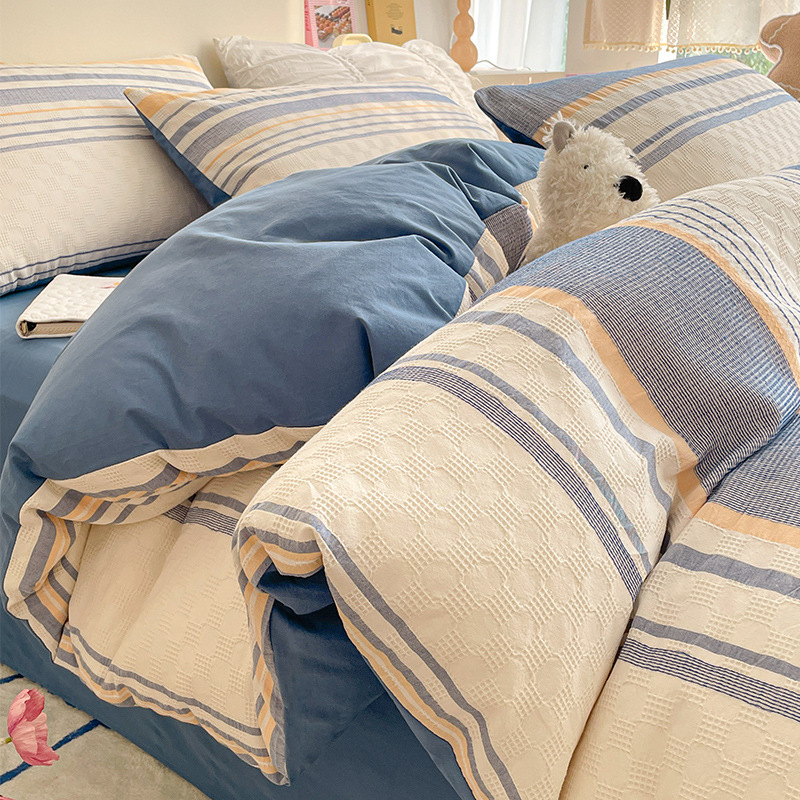 Cama de algodón nórdico de cuatro piezas, cuatro estaciones de algodón puro general 2025, nueva colcha de cama, cama de alta gama