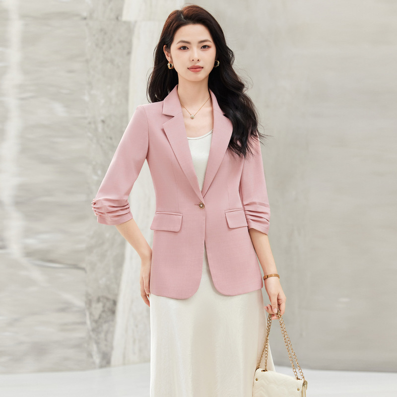 Three-Quarter Sleeve Black Blazer for Women 2026 New Spring High-End Casual Workwear Suit Dress Set Three-Quarter Sleeve Black Blazer for Women 2026 New Spring High-End Casual Workwear Suit Dress Set