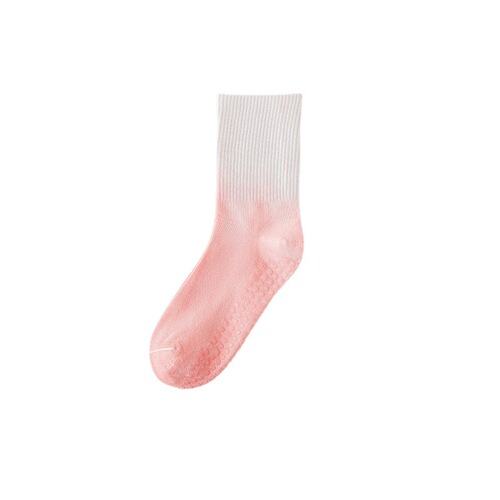 Gradient Color Middle Calf Socks Trendy White Fashion Professional Sports Anti-Slip Glued Yoga Pure Cotton Knee-High Socks Wholesale