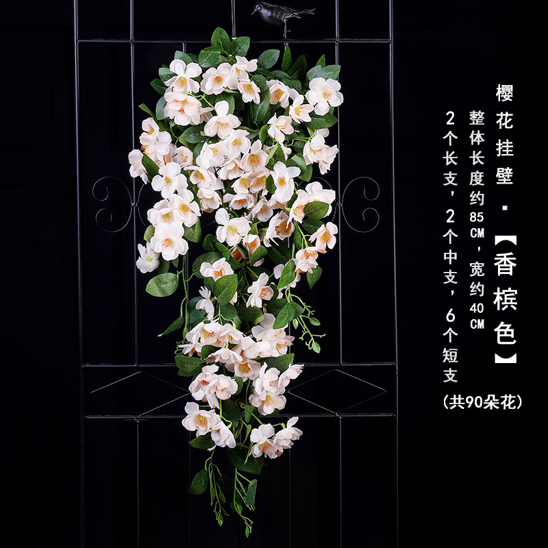 Simulación de flores de cerezo enredado tubería de aire acondicionado vid de sombra árbol de vid de flor de simulación decoración vid de flores falsas vid