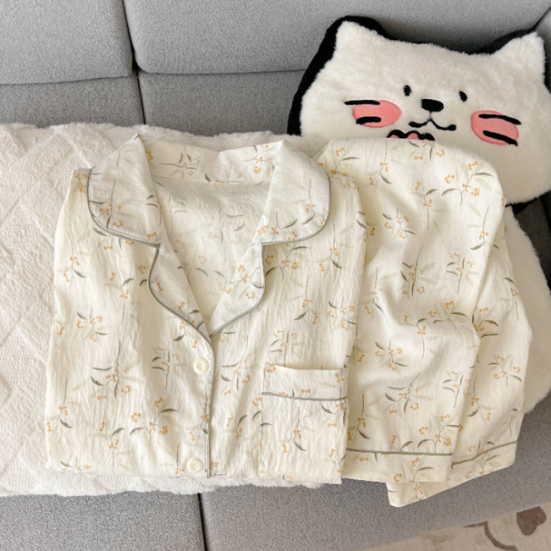 云朵棉秋季新款睡衣女长袖翻领卡通甜美可爱高级网红风家居服套装|undefined