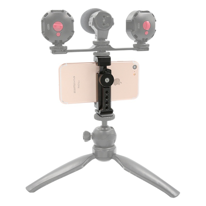 Un clip de teléfono móvil en forma de E clip en forma de rotación todo-metal clip de teléfono móvil horizontal y vertical de disparo en vivo trípode fijo