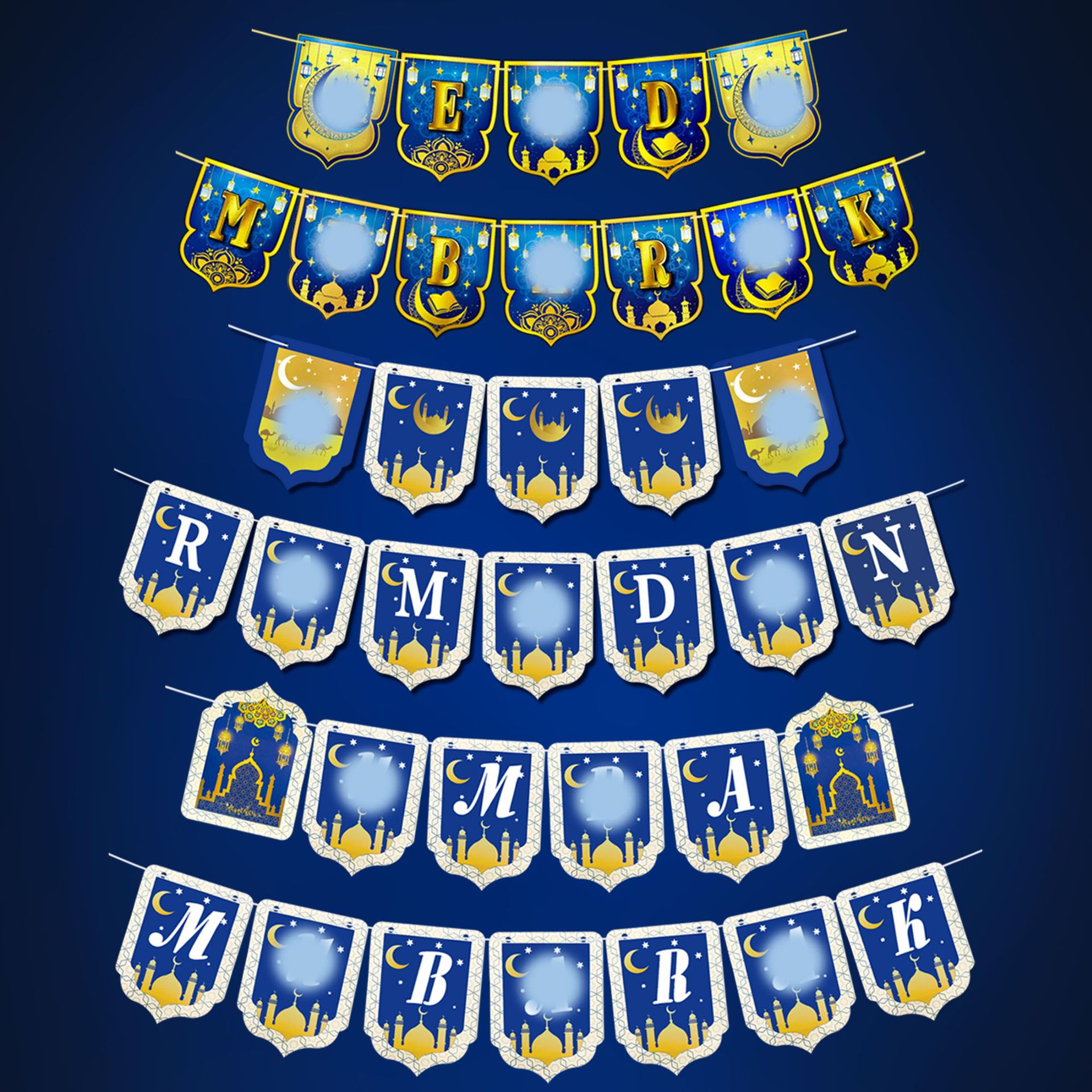 Moon Festival Scene Party Decoration Flag Hanging Letters Cross-Border Flag Banner Layout Props Manufacturer Wholesale