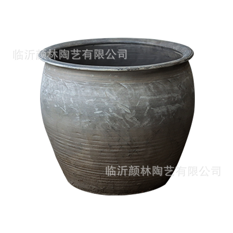 Tanque de cerámica de estilo antiguo, acuario de cerámica de estilo antiguo, acuario de peces, acuario de lirios, jardín paisajístico, decoración de jardín ventilado a mano, gran tamaño