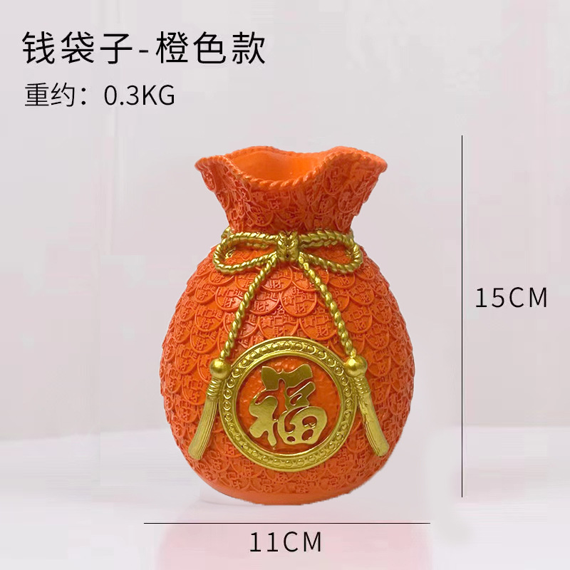 Chino suerte bolsa florero resina decoración casa fortuna significado bolsa de ahorro de la sala de TV decoración del gabinete