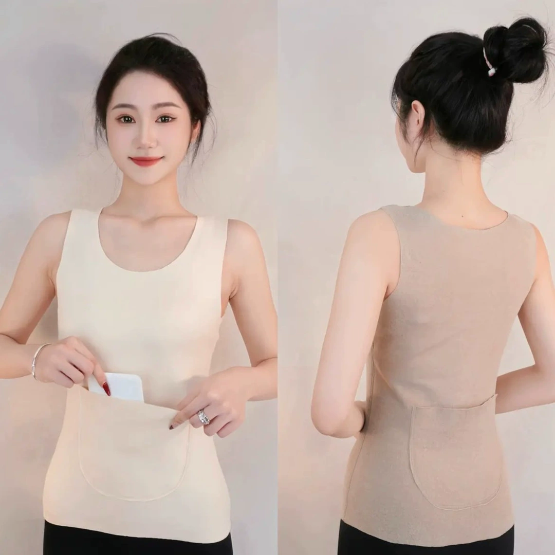 Передняя и задняя двойные теплые жилеты женского стиля Delong морозостойкое термобелье плюс бархат