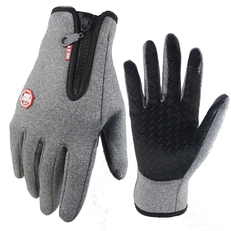 Guantes de pantalla táctil invierno cálido hombres y mujeres que montan deportes al aire libre antideslizante nieve escalada cremallera motocicleta guantes de lana