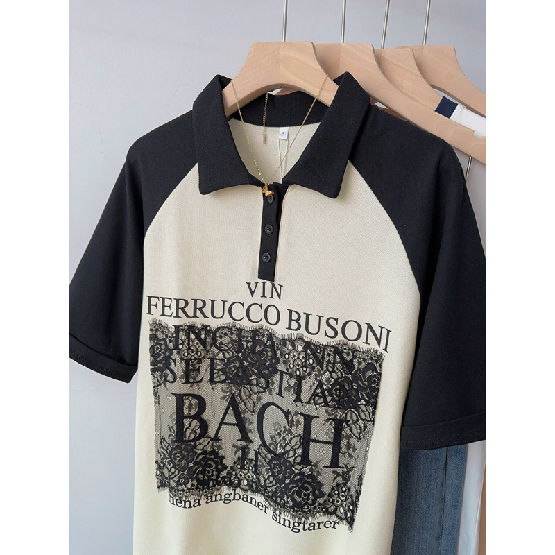 大きいサイズの婦人服ヨーロッパポロ襟デザイン半袖Tシャツ女性の夏ルーズでスタイリッシュなスリムTシャツトップ|undefined