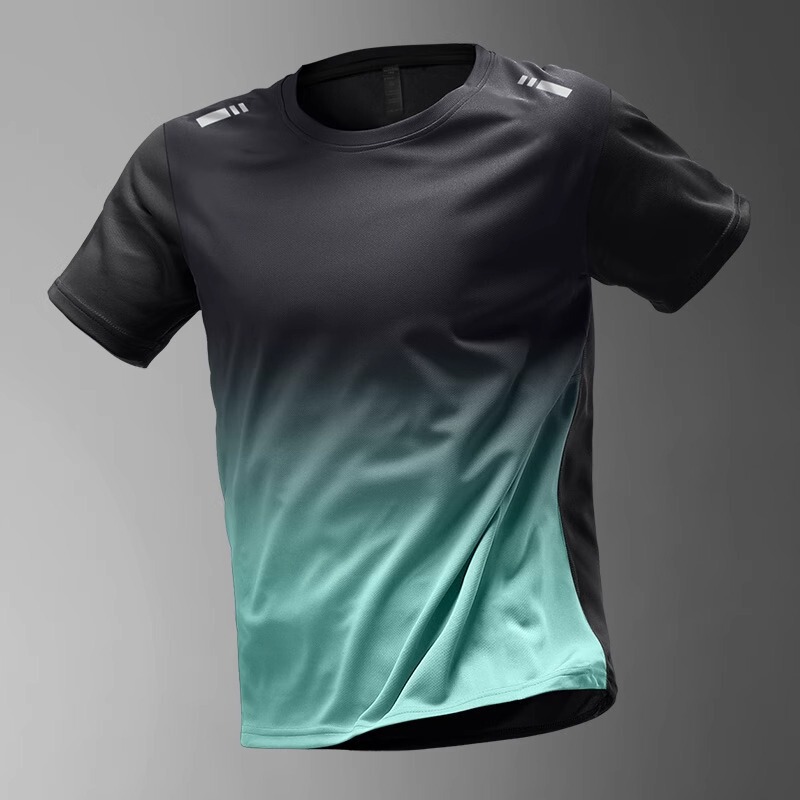 Cross-Border Quick-Drying T-Shirt Men's Ice Silk Summer Thin Sports Short-Sleeved Half-Sleeved Fitness Clothes Running Clothes New Tops