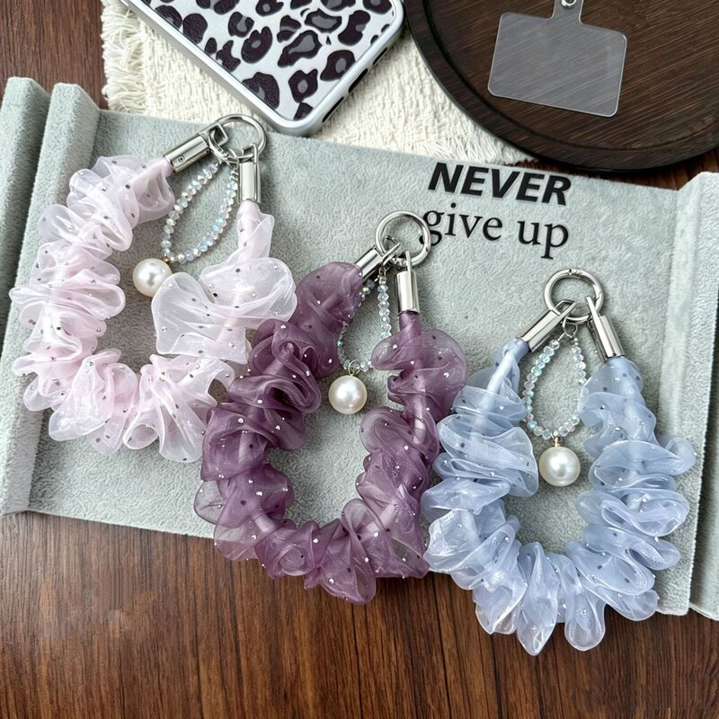New pleated phone chain with rhinestones, anti-loss and anti-drop phone case lanyard, large intestine style phone chain with rhinestones