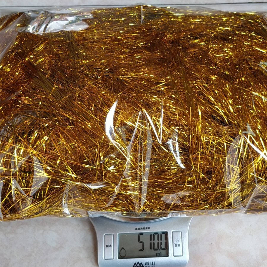 金丝段条填充亮绿塑料线亮红色玻璃纸丝彩带条状圣诞礼盒装饰品