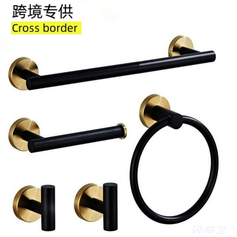 Cruz-Frontera de oro negro exclusivo hardware colgante traje de baño toalla rack 304 de acero inoxidable toallero colgante anillo