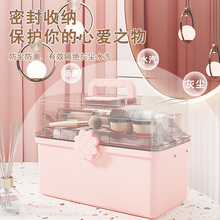 化妆品收纳盒护肤品桌面梳妆台收纳箱子手提便携大容量防尘整理盒