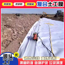 定制1600克复合土工膜两布一膜鱼塘人工湖水库垃圾防渗防水土工布