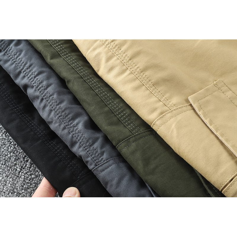 Exportación de comercio exterior pantalones recortados hombres sueltos más gordos de talla grande monos pantalones casuales americanos de algodón puro estilo fino de verano