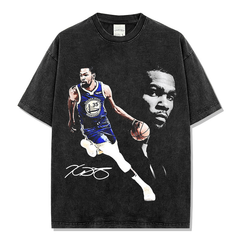 Cross-border American-style Durant Kevin Durant Printed Short-sleeved T-shirt Washed Long-sleeved Loose Hooded Sweat for Men Cross-border American-style Durant Kevin Durant Printed Short-sleeved T-shirt Washed Long-sleeved Loose Hooded Sweat for Men