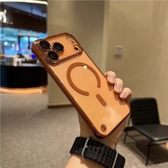 适用苹果17proMax无边框磁吸手机壳透明iPhone16超薄防摔15保护套