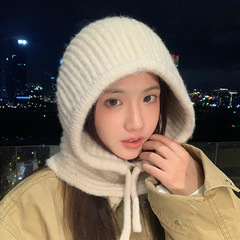 秋冬季帽子女围脖一体大头围巴拉克拉法帽韩系百搭防风保暖毛线帽