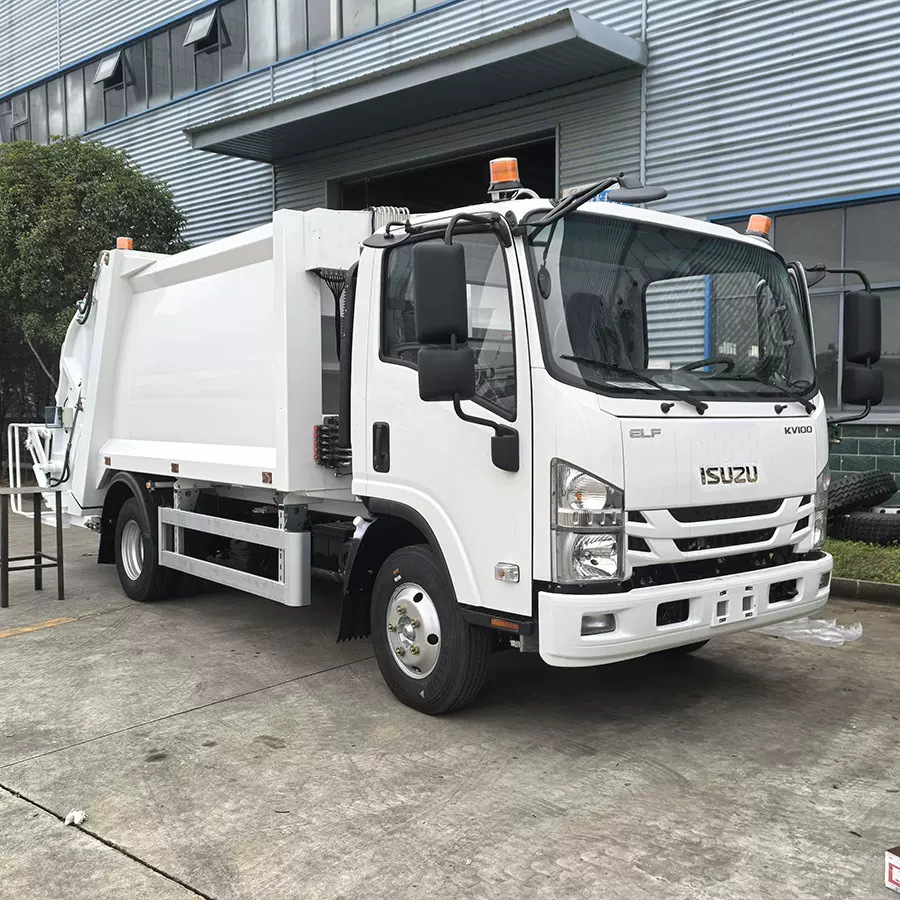 压缩垃圾车工厂 出口五十铃ISUZU垃圾收集车摆臂垃圾车 代理报关