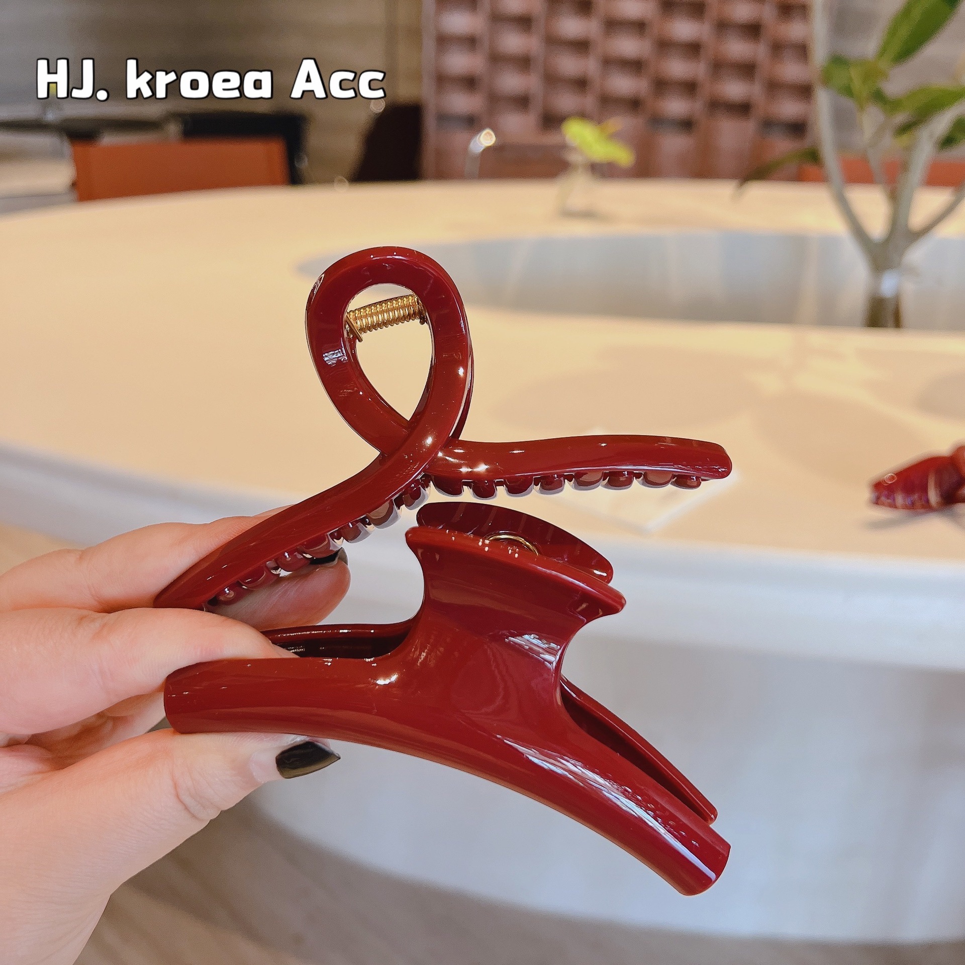 古家早秋經典安哥拉紅色大號抓夾13厘米盤發又子抓髮夾飾品