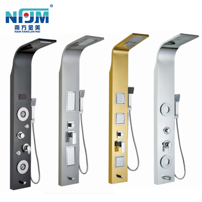 Multifuncional 304 acero inoxidable pantalla de ducha caliente y fría multicolor conjunto de ducha doméstica oro rosa ducha de temperatura constante