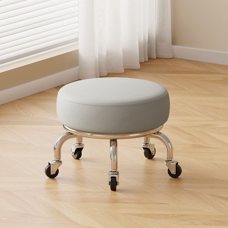 Polia doméstica taburete bajo rueda universal pequeño taburete silencioso rotativo taburete redondo móvil con artefacto moderno y simple